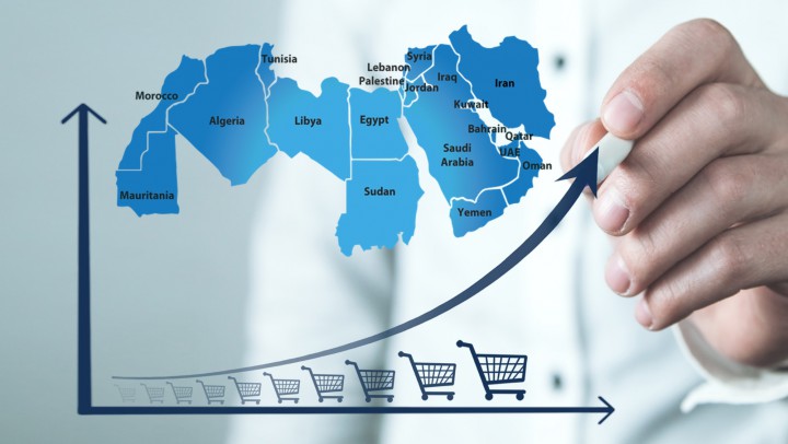 MENA map and e-commerce shopping carts